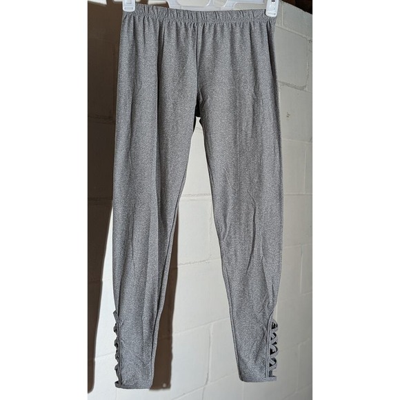 No Boundaries Gray Leggings Criss Cross Detail Casual Athleisure Pants Medium - Picture 1 of 5